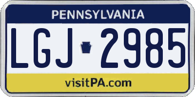 PA license plate LGJ2985