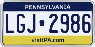 PA license plate LGJ2986