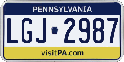 PA license plate LGJ2987