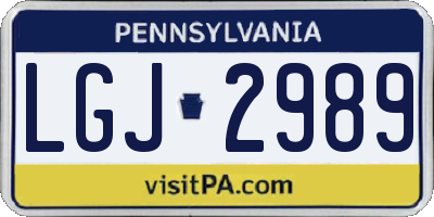 PA license plate LGJ2989