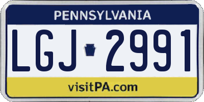 PA license plate LGJ2991