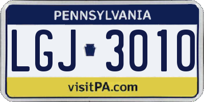 PA license plate LGJ3010