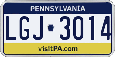PA license plate LGJ3014