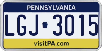 PA license plate LGJ3015