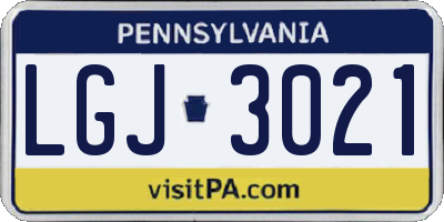 PA license plate LGJ3021