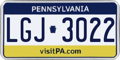 PA license plate LGJ3022