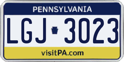 PA license plate LGJ3023