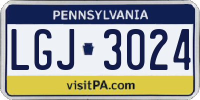 PA license plate LGJ3024