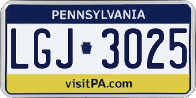 PA license plate LGJ3025