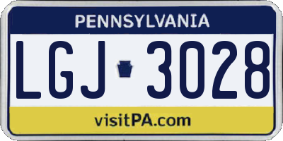 PA license plate LGJ3028