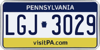 PA license plate LGJ3029