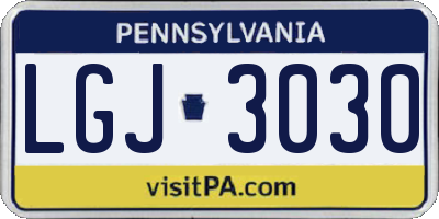 PA license plate LGJ3030