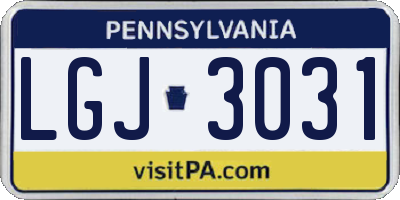 PA license plate LGJ3031