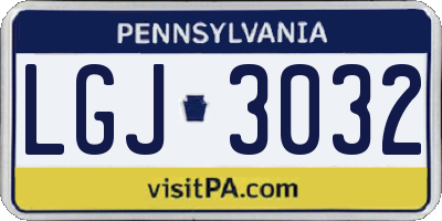 PA license plate LGJ3032