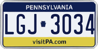 PA license plate LGJ3034