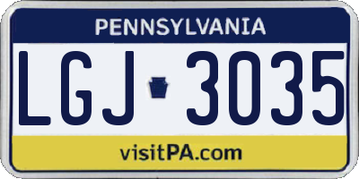 PA license plate LGJ3035