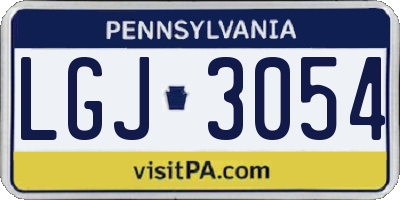 PA license plate LGJ3054