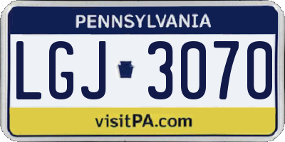 PA license plate LGJ3070