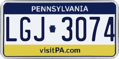PA license plate LGJ3074
