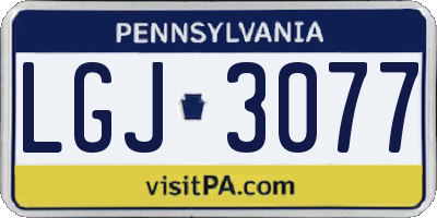 PA license plate LGJ3077