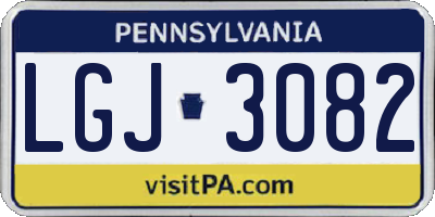 PA license plate LGJ3082