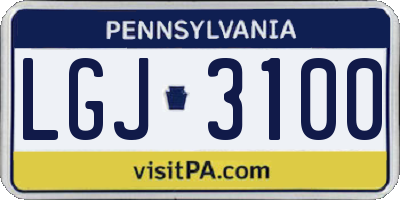 PA license plate LGJ3100