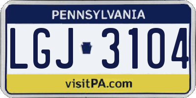 PA license plate LGJ3104