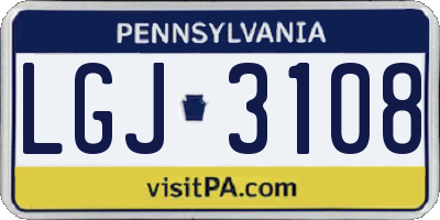 PA license plate LGJ3108