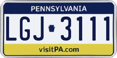 PA license plate LGJ3111