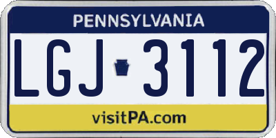 PA license plate LGJ3112