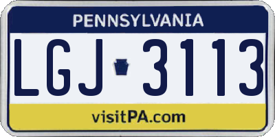 PA license plate LGJ3113