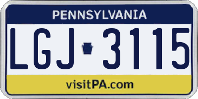 PA license plate LGJ3115