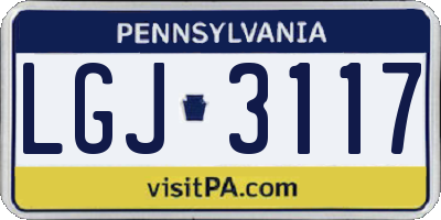 PA license plate LGJ3117