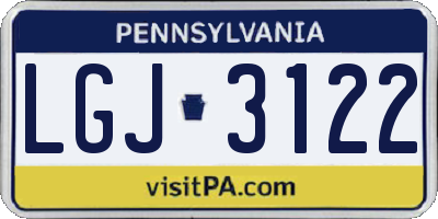 PA license plate LGJ3122