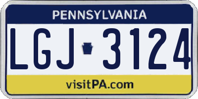 PA license plate LGJ3124