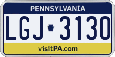 PA license plate LGJ3130