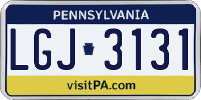 PA license plate LGJ3131