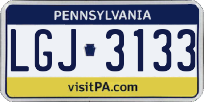 PA license plate LGJ3133