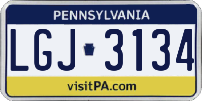 PA license plate LGJ3134