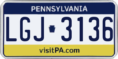 PA license plate LGJ3136
