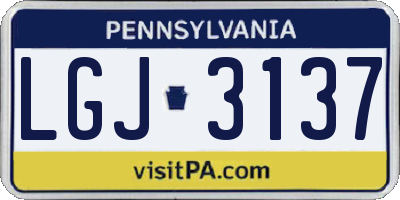 PA license plate LGJ3137