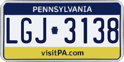 PA license plate LGJ3138
