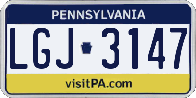 PA license plate LGJ3147