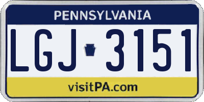 PA license plate LGJ3151