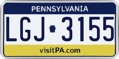 PA license plate LGJ3155