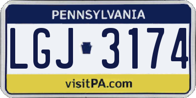 PA license plate LGJ3174