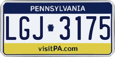 PA license plate LGJ3175
