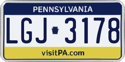 PA license plate LGJ3178