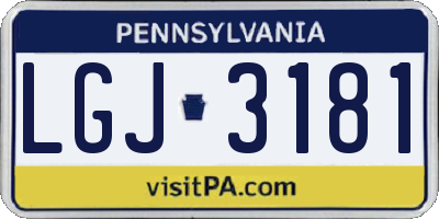 PA license plate LGJ3181