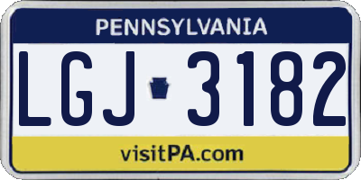 PA license plate LGJ3182